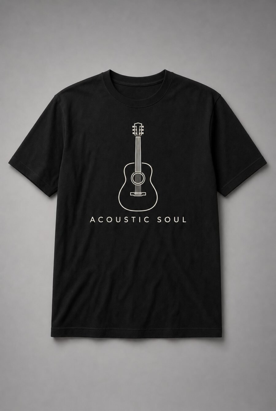 Acoustic Soul Guitar Line Art Unisex T-Shirt - Black